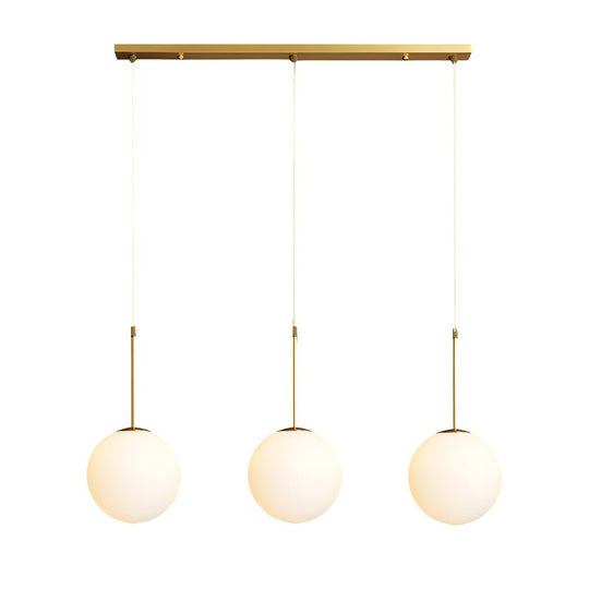 Modern Glass Globe Island Pendant Light – 1/3 Heads, Gold