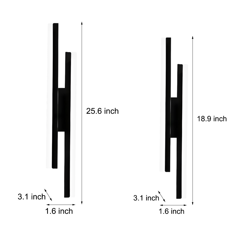 Modern Linear 2-Light LED Wall Lamp with 3-Step Dimming