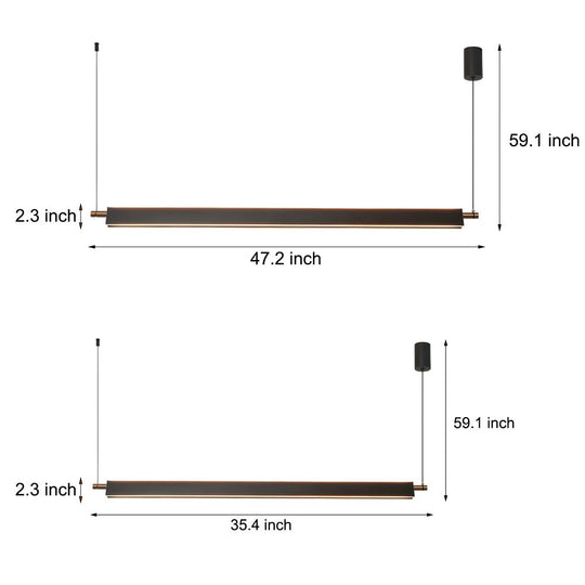 Modern Black Aluminum Linear Kitchen Island Light