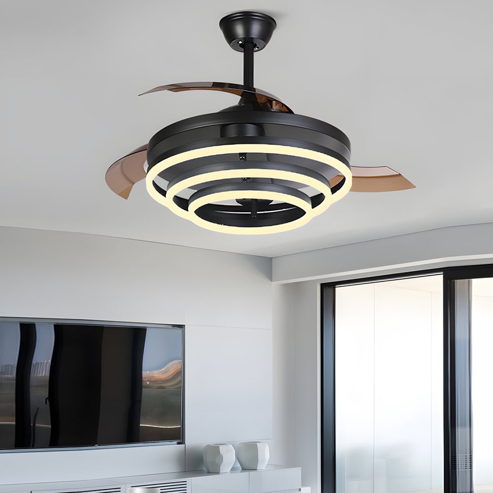 Modern 41" Retractable LED Ceiling Fan with Remote Control