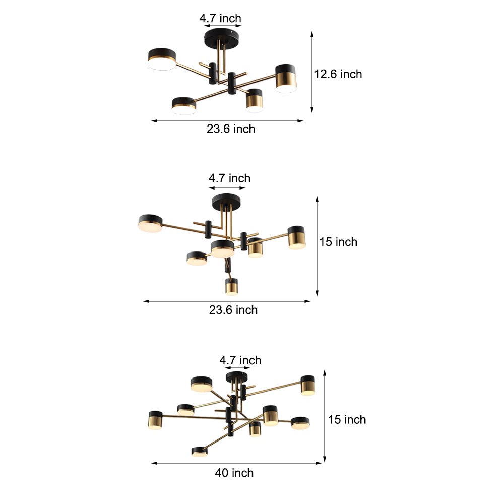 Modern 4/6/8 Light LED Dimmable Sputnik Chandelier