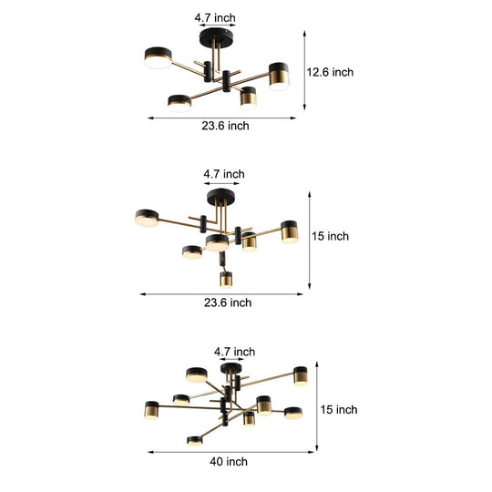 Modern 4/6/8 Light LED Dimmable Sputnik Chandelier