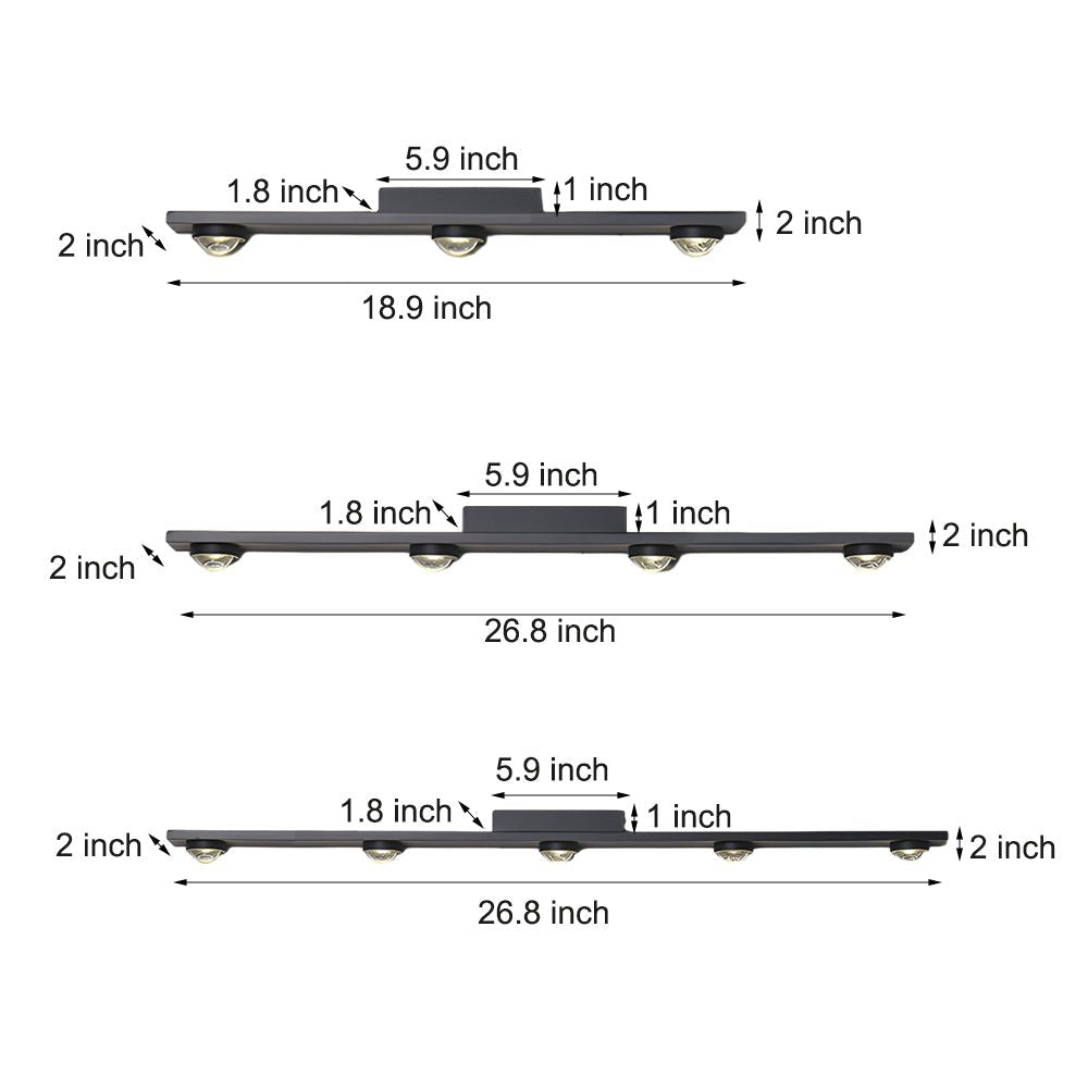 Modern Aluminum Black Long Bar Wall-Washing LED Ceiling Light – 3/4/5-Light