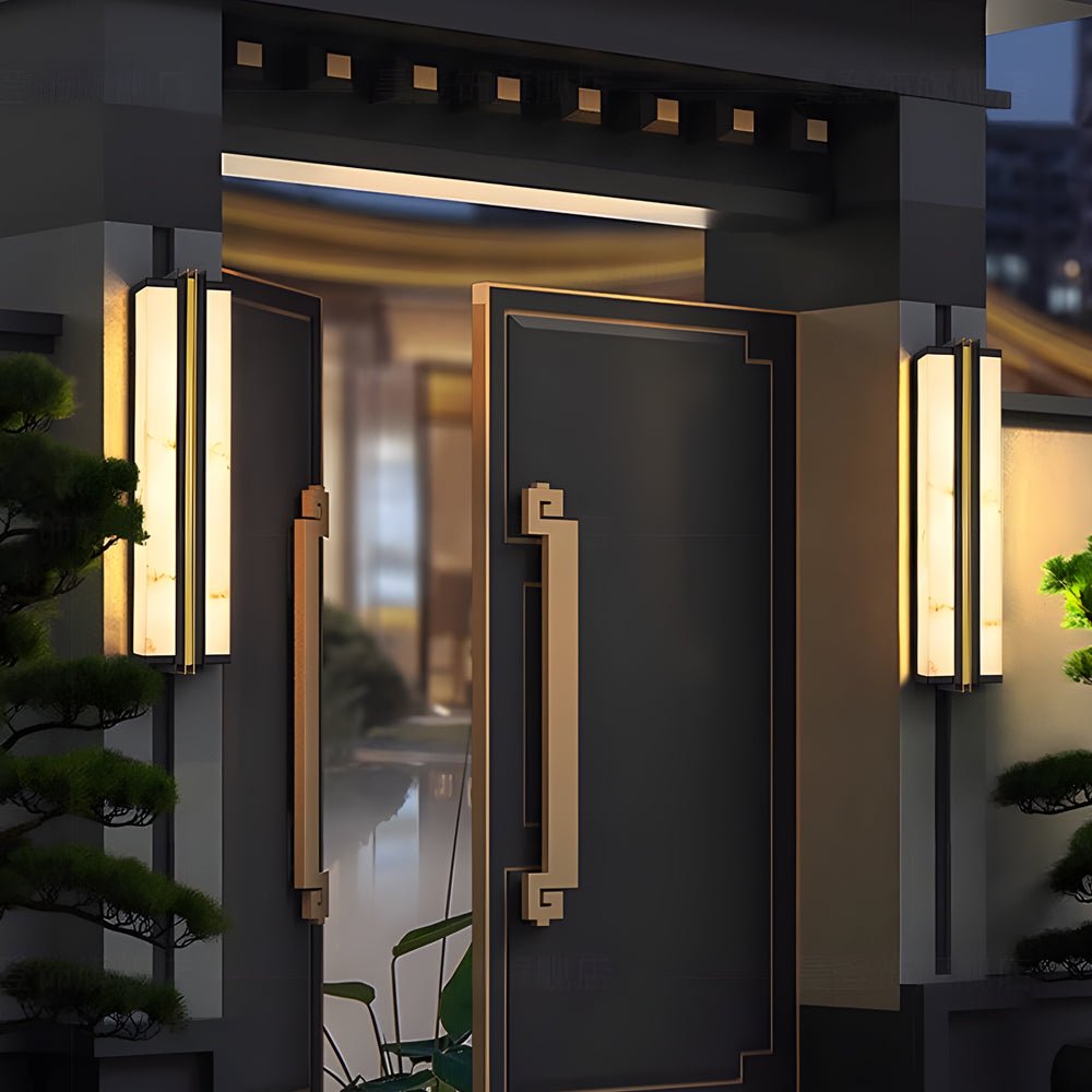 Modern Black LED Wall Light with Resin Marble Shade