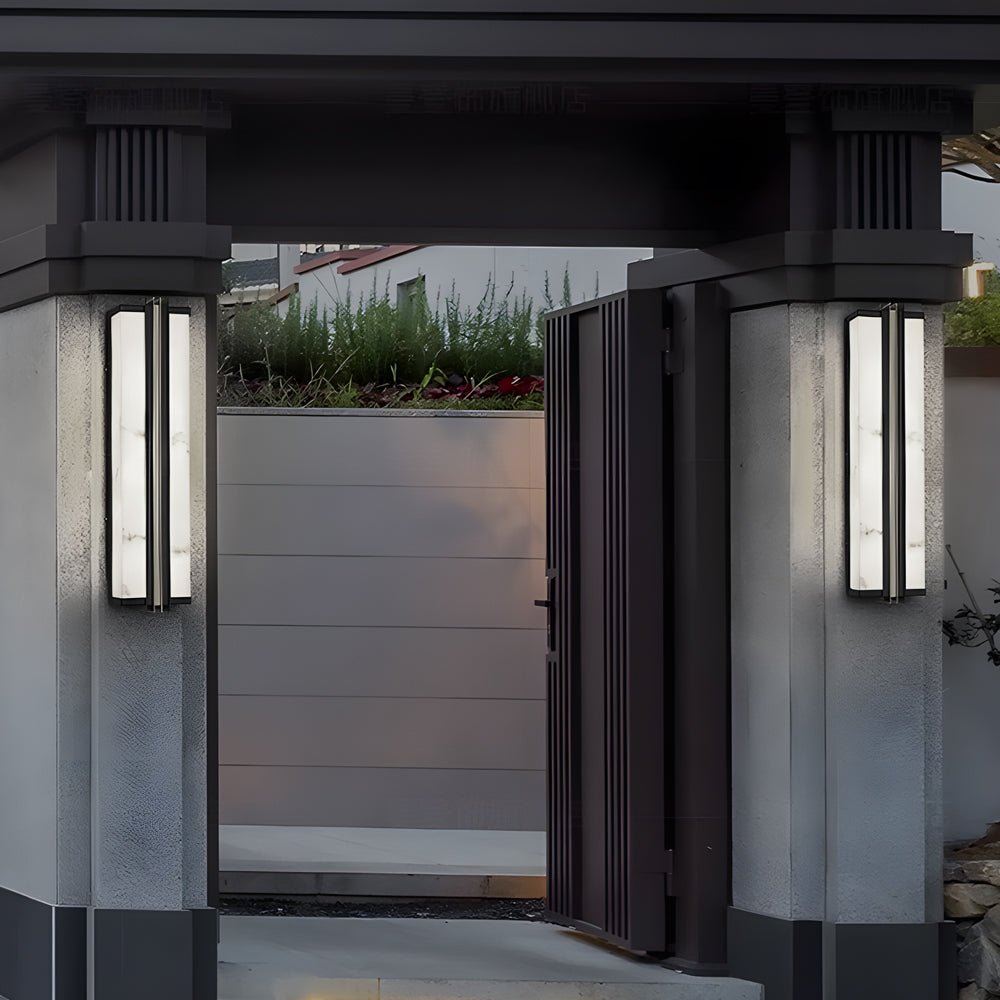 Modern Black LED Wall Light with Resin Marble Shade