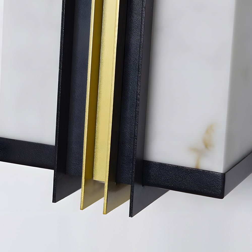 Modern Black LED Wall Light with Resin Marble Shade