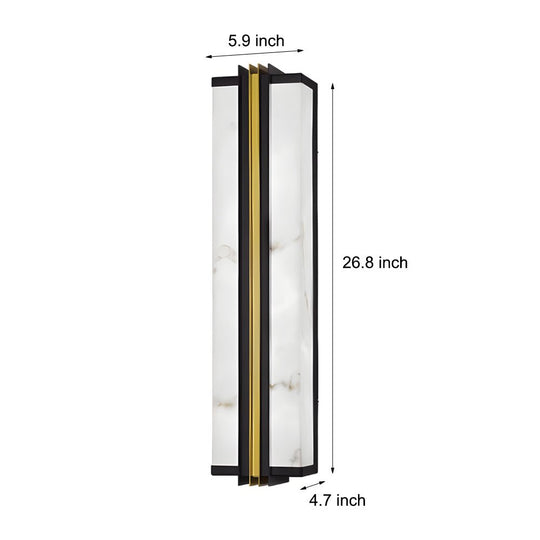 Modern Black LED Wall Light with Resin Marble Shade