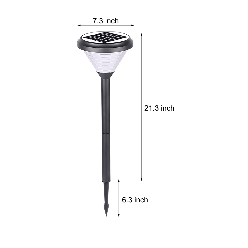 Modern Black LED Solar Pathway Light – 27.6" with Frosted Lampshade
