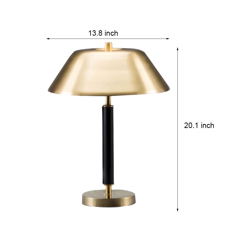 Modern Black Metal and Brass Dome Table Lamp
