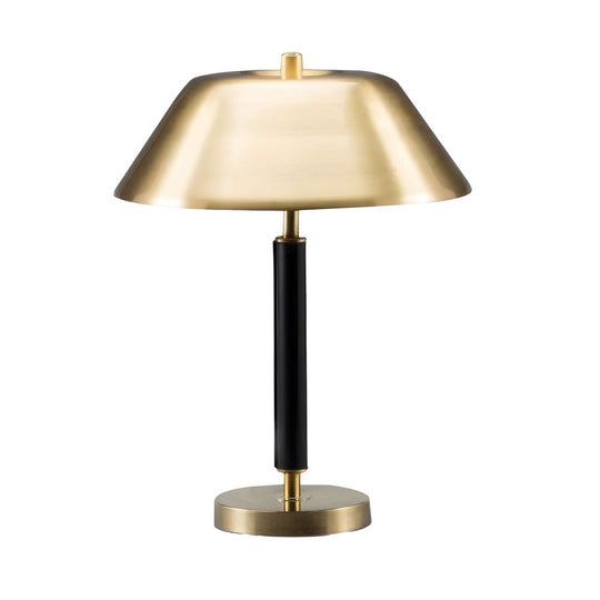 Modern Black Metal and Brass Dome Table Lamp