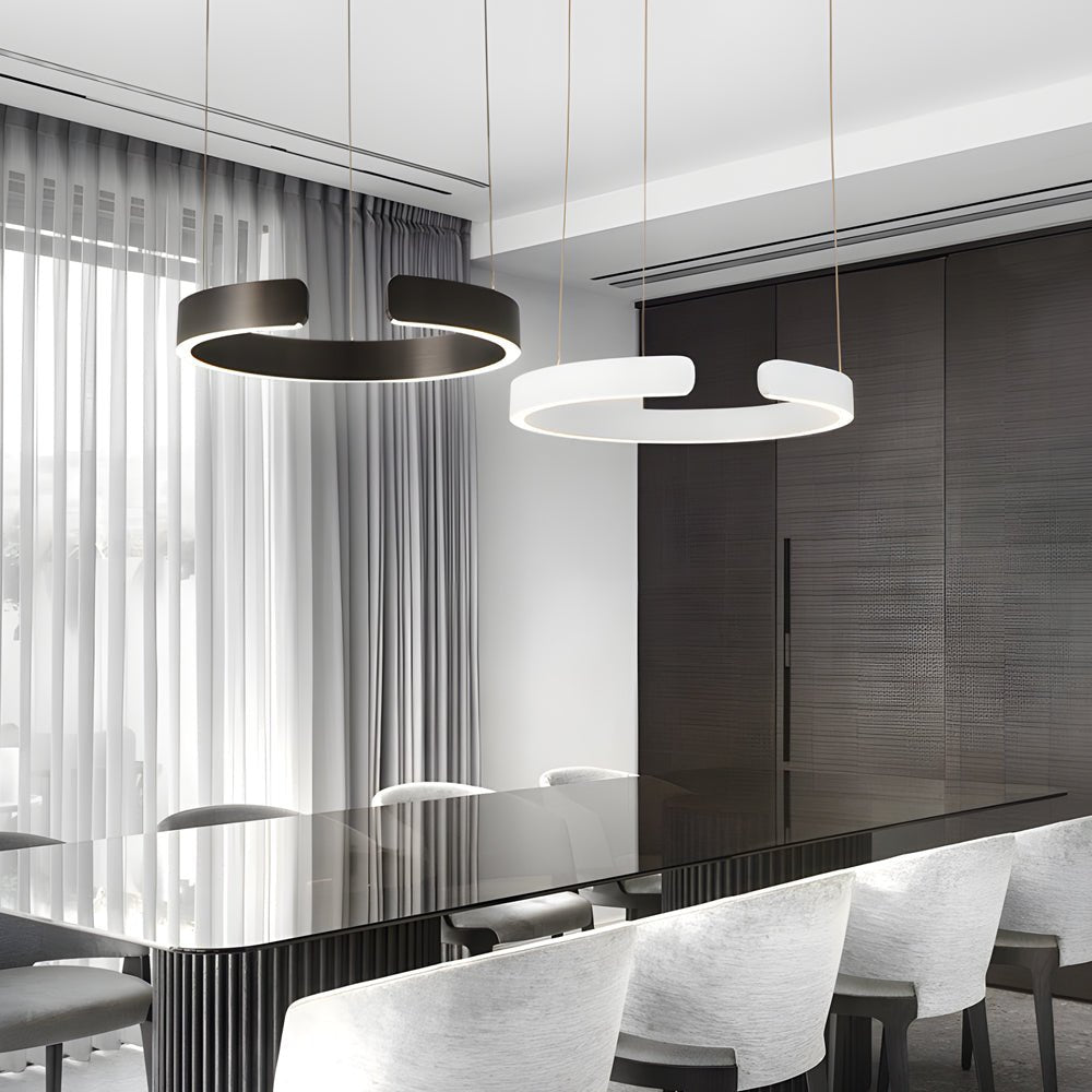 Modern C-Shaped Ring Pendant Light – Adjustable LED