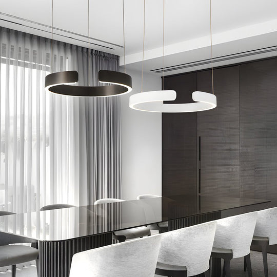 Modern C-Shaped Ring Pendant Light – Adjustable LED