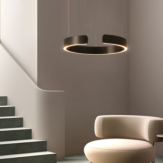Modern C-Shaped Ring Pendant Light – Adjustable LED