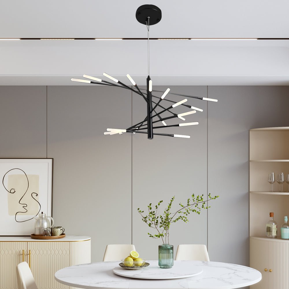 Modern Chandelier Rotating Fireworks Black or Gold