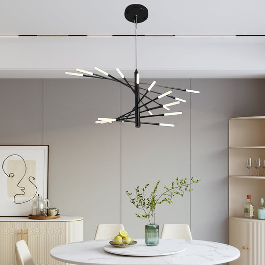Modern Chandelier Rotating Fireworks Black or Gold
