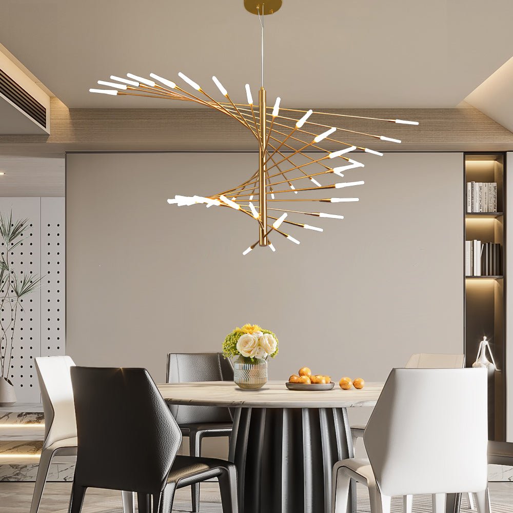 Modern Chandelier Rotating Fireworks Black or Gold