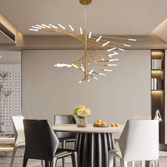 Modern Chandelier Rotating Fireworks Black or Gold
