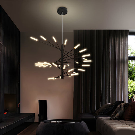 Modern Chandelier Rotating Fireworks Black or Gold