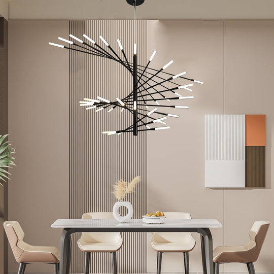 Modern Chandelier Rotating Fireworks Black or Gold