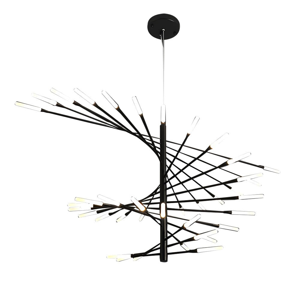 Modern Chandelier Rotating Fireworks Black or Gold