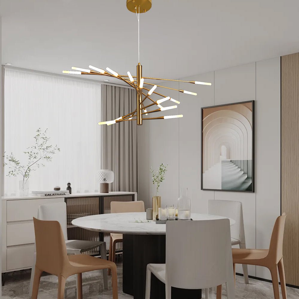 Modern Chandelier Rotating Fireworks Black or Gold