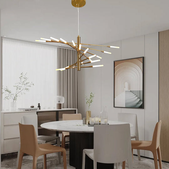 Modern Chandelier Rotating Fireworks Black or Gold