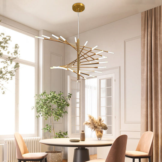 Modern Chandelier Rotating Fireworks Black or Gold