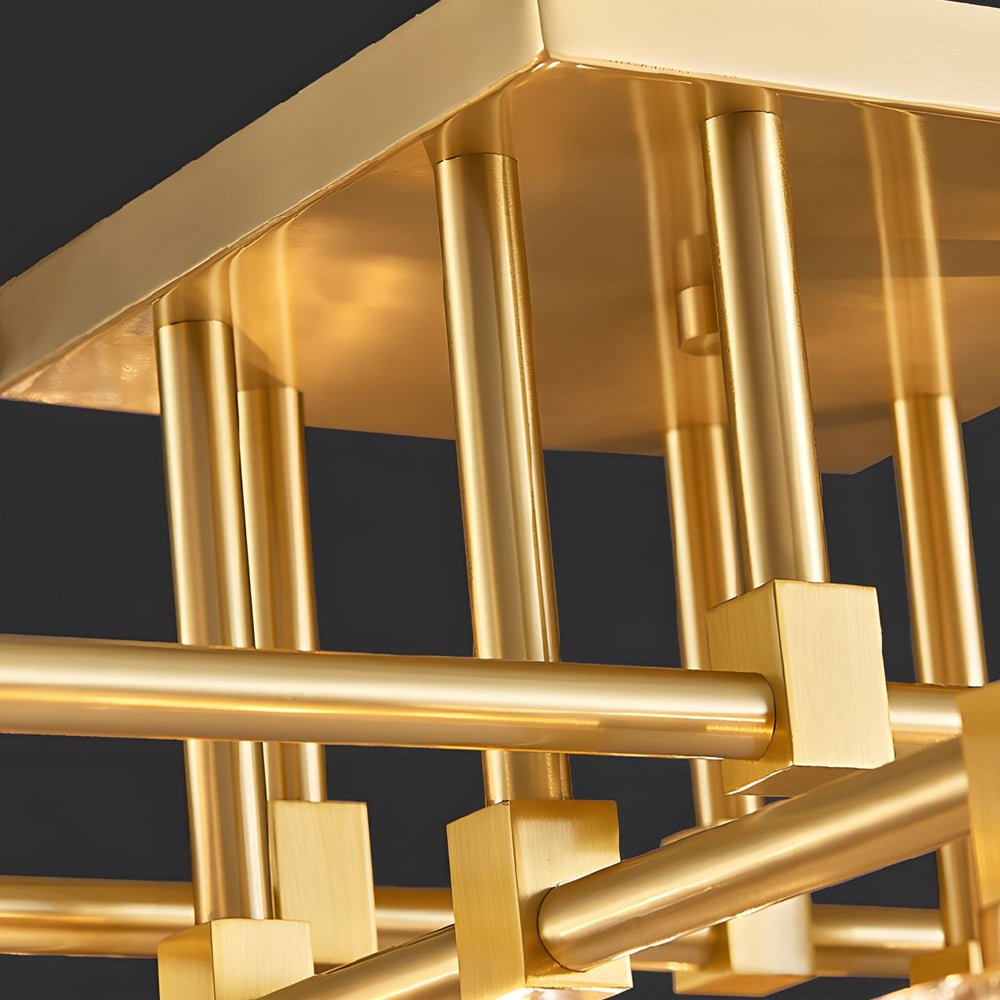 Modern Copper Crystal Cube Semi-Flush Mount Ceiling Light