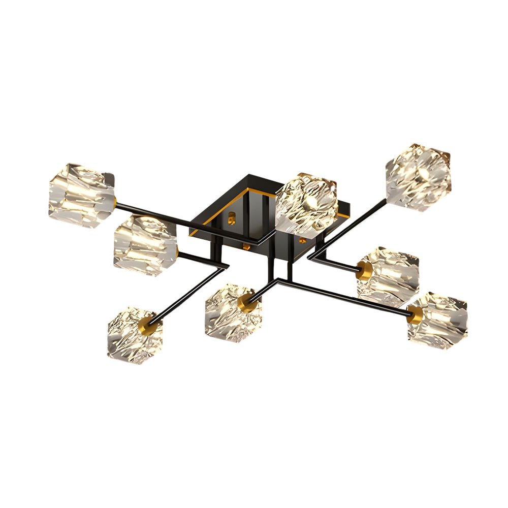 Modern Copper Crystal Cube Semi-Flush Mount Ceiling Light