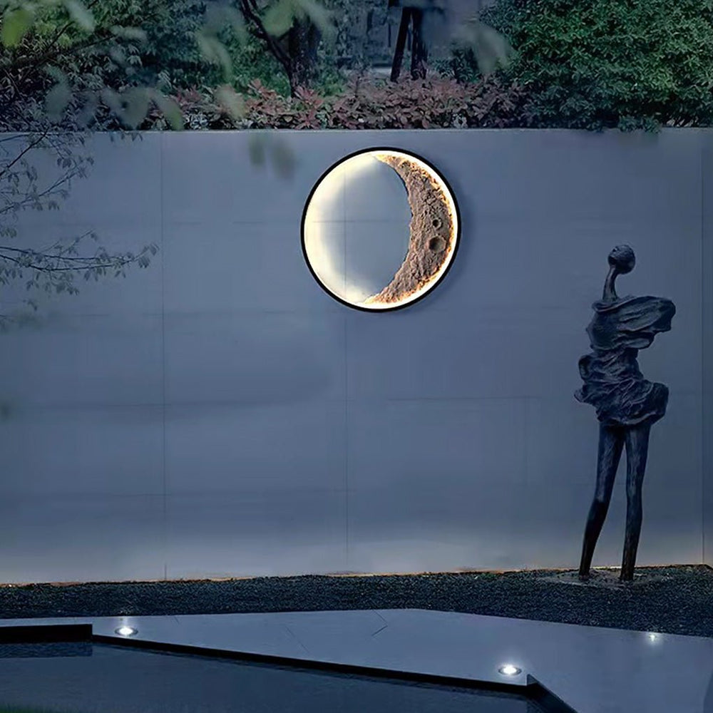 Crescent Moon Resin LED Outdoor Wall Light