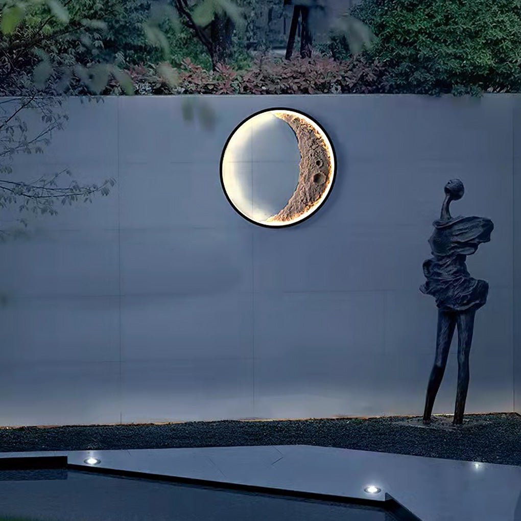 Crescent Moon Resin LED Outdoor Wall Light