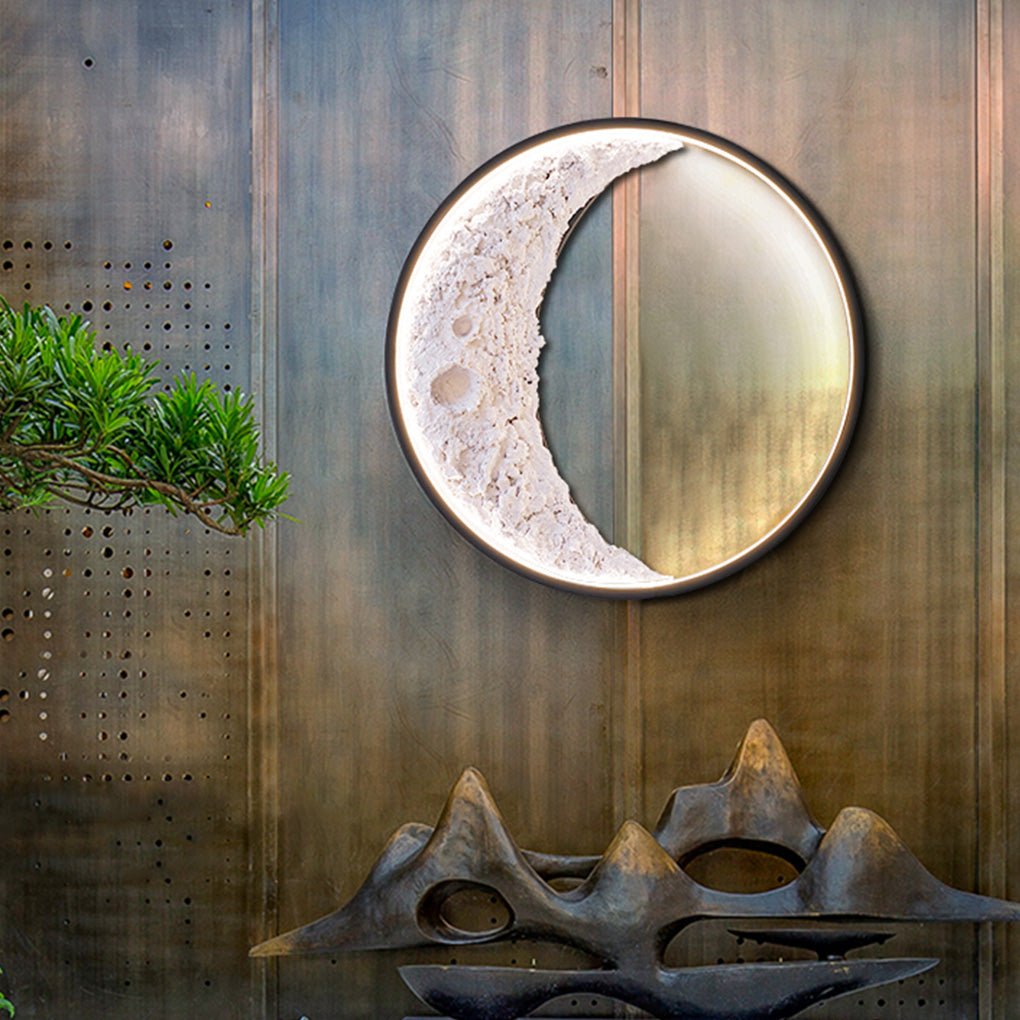 Crescent Moon Resin LED Outdoor Wall Light