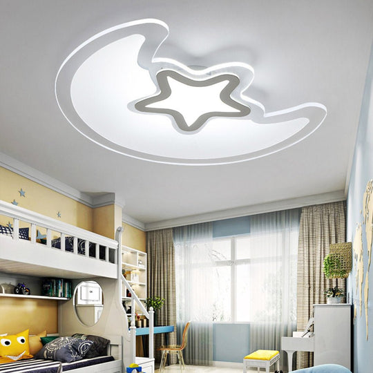 Modern Creative Moon and Star LED Ceiling Light with Trichromatic Dimming