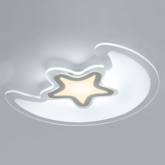 Modern Creative Moon and Star LED Ceiling Light with Trichromatic Dimming