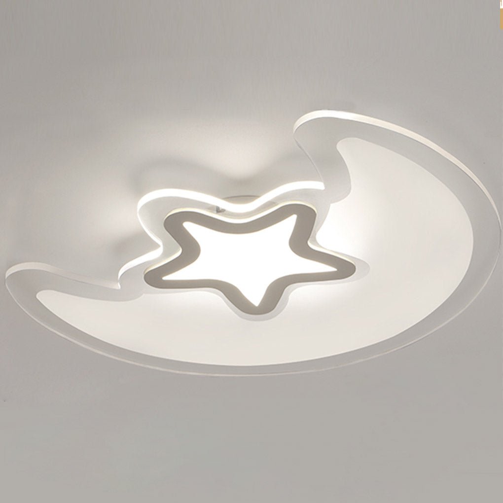 Modern Creative Moon and Star LED Ceiling Light with Trichromatic Dimming
