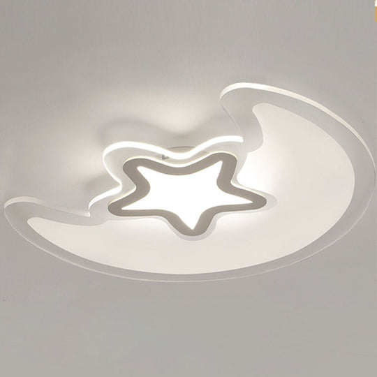 Modern Creative Moon and Star LED Ceiling Light with Trichromatic Dimming