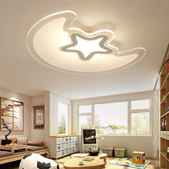 Modern Creative Moon and Star LED Ceiling Light with Trichromatic Dimming