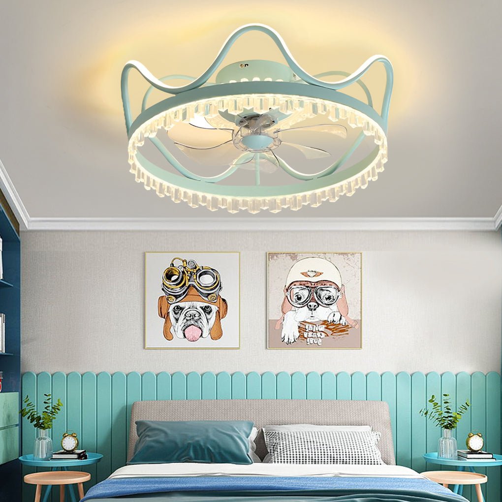 Round Stepless Dimming LED Retractable Ceiling Fan Light