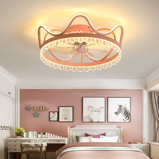 Round Stepless Dimming LED Retractable Ceiling Fan Light