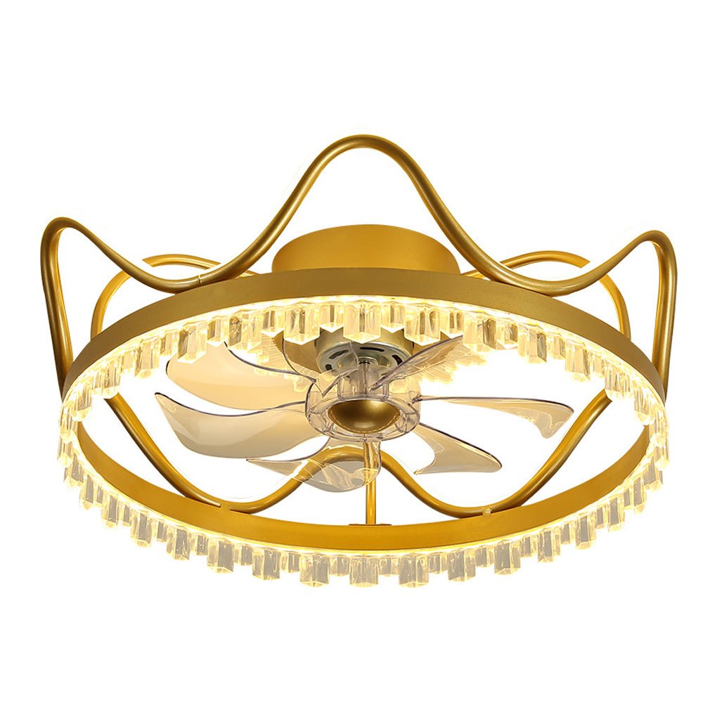 Round Stepless Dimming LED Retractable Ceiling Fan Light