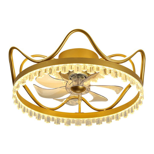 Round Stepless Dimming LED Retractable Ceiling Fan Light