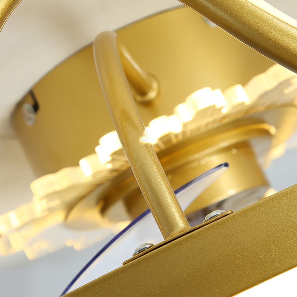 Round Stepless Dimming LED Retractable Ceiling Fan Light