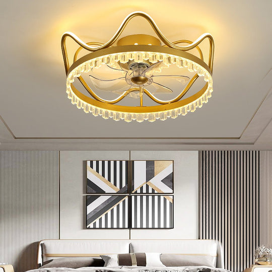 Round Stepless Dimming LED Retractable Ceiling Fan Light