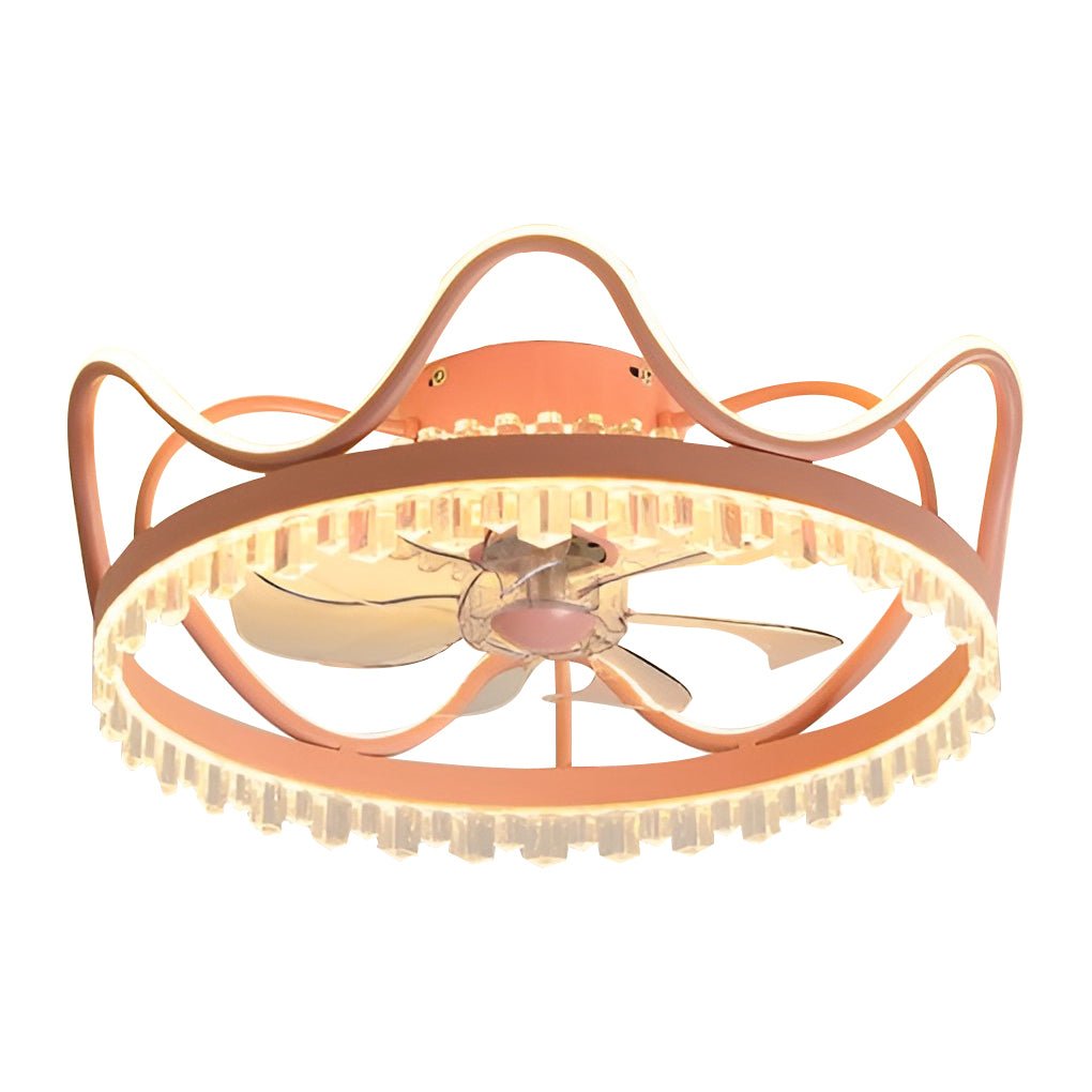 Round Stepless Dimming LED Retractable Ceiling Fan Light