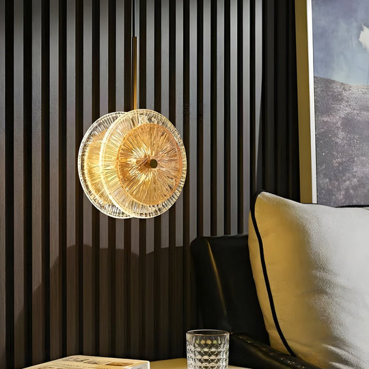 Modern Crystal Glass Disc Pendant Light – 1 Head LED