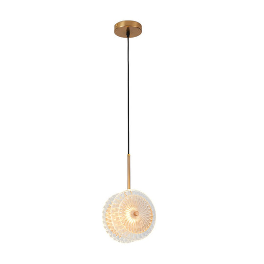 Modern Crystal Glass Disc Pendant Light – 1 Head LED