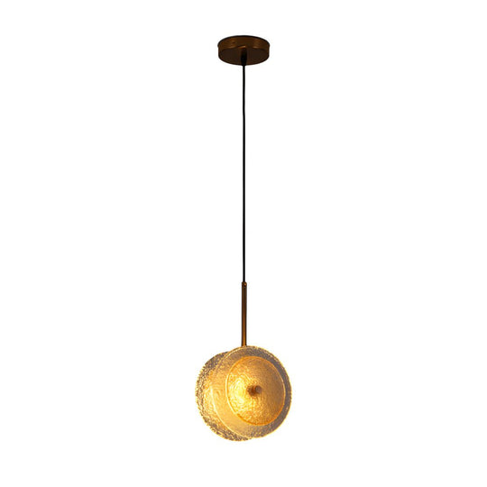 Modern Crystal Glass Disc Pendant Light – 1 Head LED