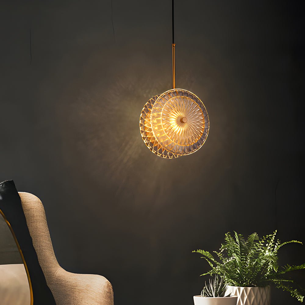 Modern Crystal Glass Disc Pendant Light – 1 Head LED