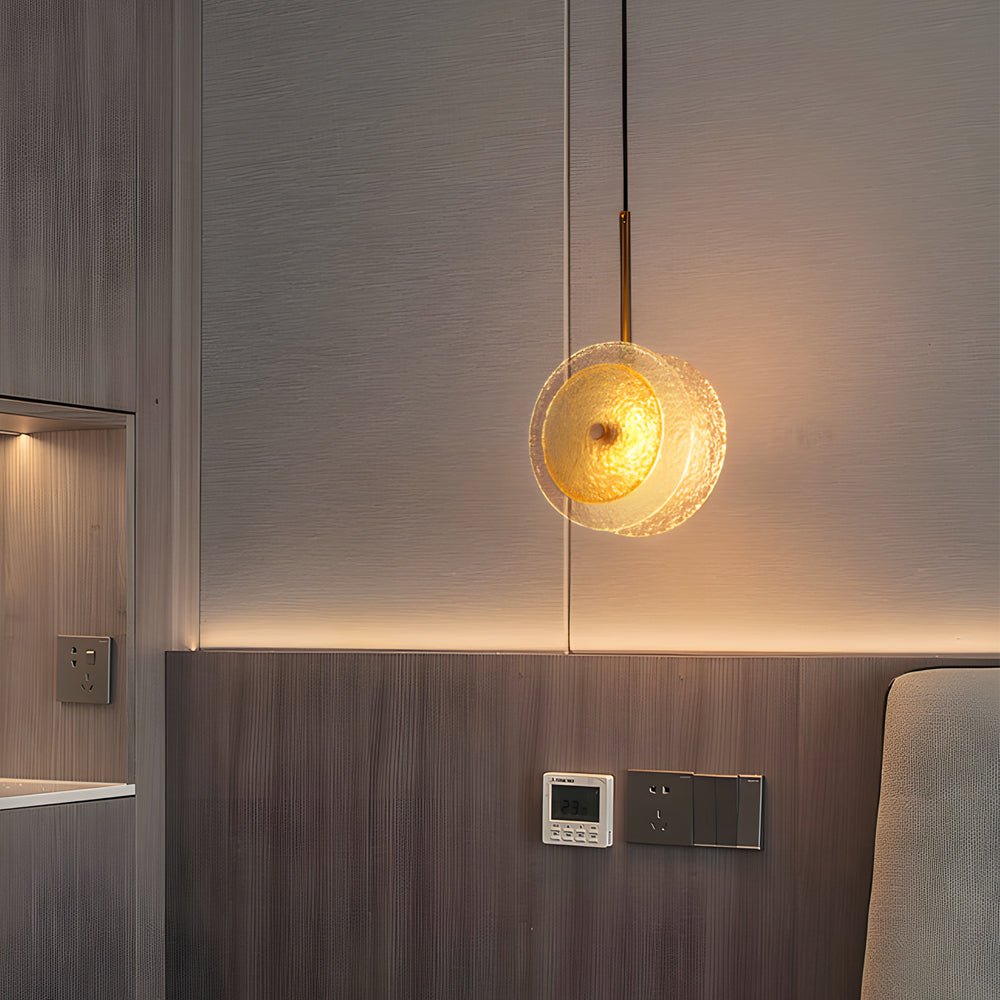 Modern Crystal Glass Disc Pendant Light – 1 Head LED