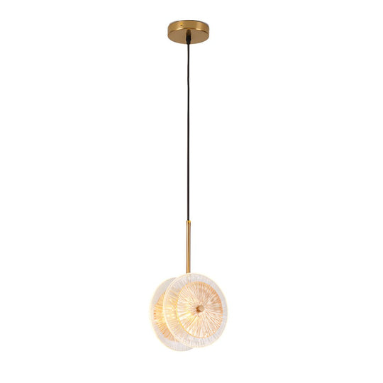 Modern Crystal Glass Disc Pendant Light – 1 Head LED